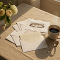 6 Envelopes with Glasses, Flowers and Tea